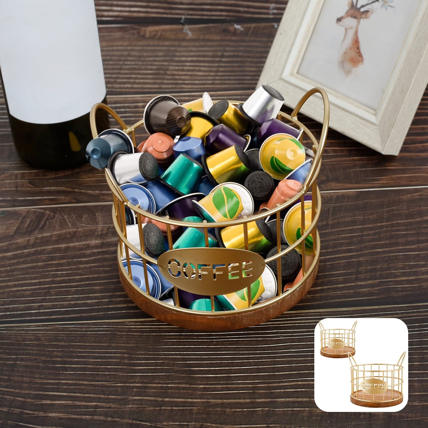 Txkrhwa 2PCS Coffee Pod Holder, K Cup Holder and Coffee Pod Storage Basket, Metal Coffee Pod Organizer