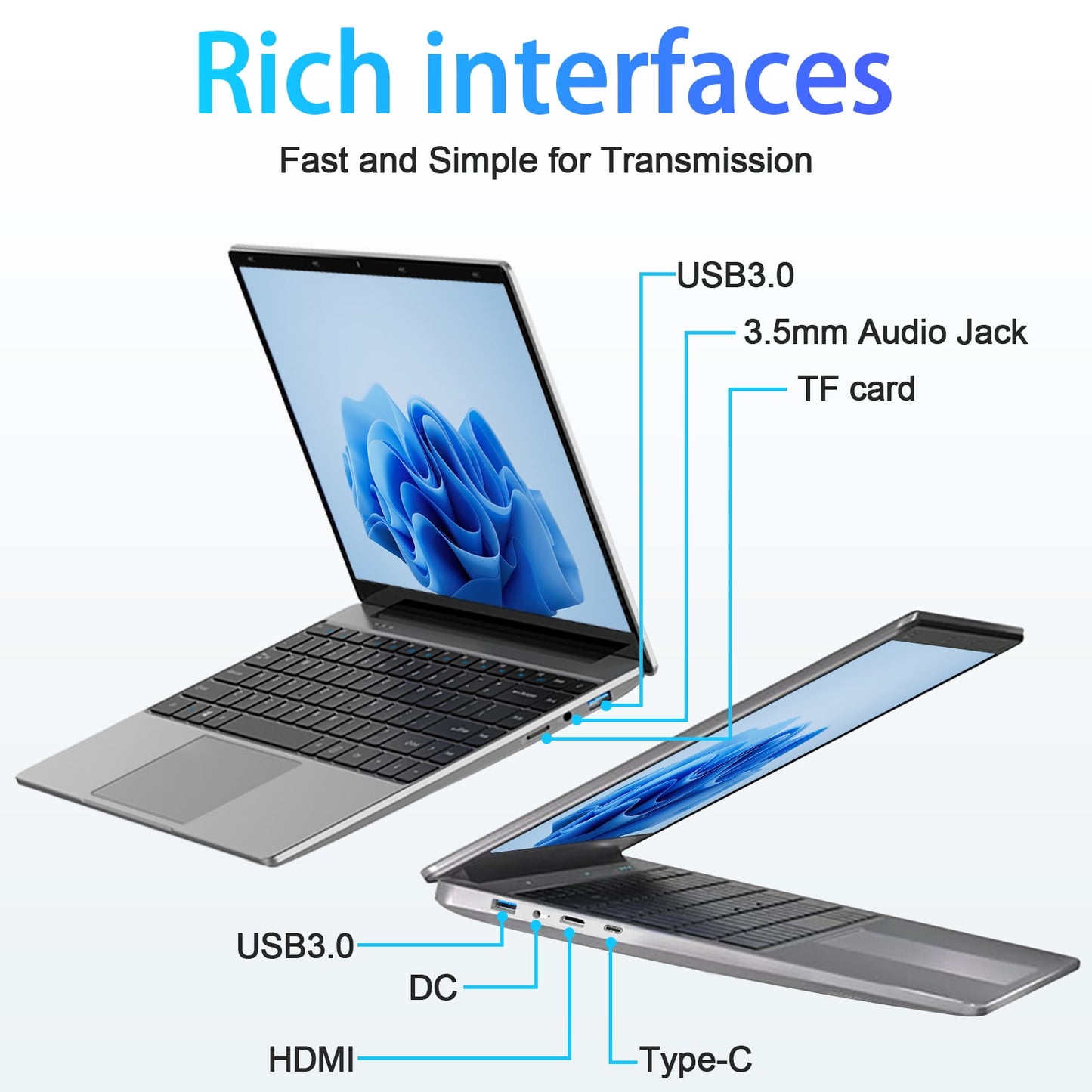 Temlicolo 14.1" Laptop, Intel Celeron N4020C, 8GB RAM PC, 256GB SSD, Windows 11 Pro, Webcam, Full HD 1920x1080 Laptops