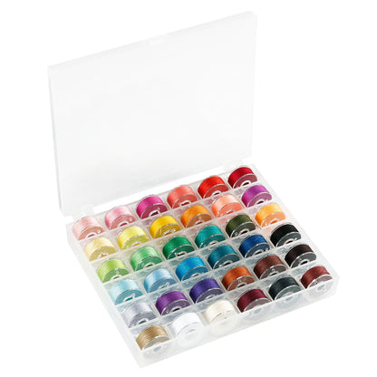 Tcwhniev 36 Pcs/Set Bobbins and Sewing Thread with Case and Soft Measuring Tapes, Basic Sewing Supplies Kit for Beginner Daily Use, Fit for Brother Babylock, Janome, Elna, Singer (Assorted Colors)