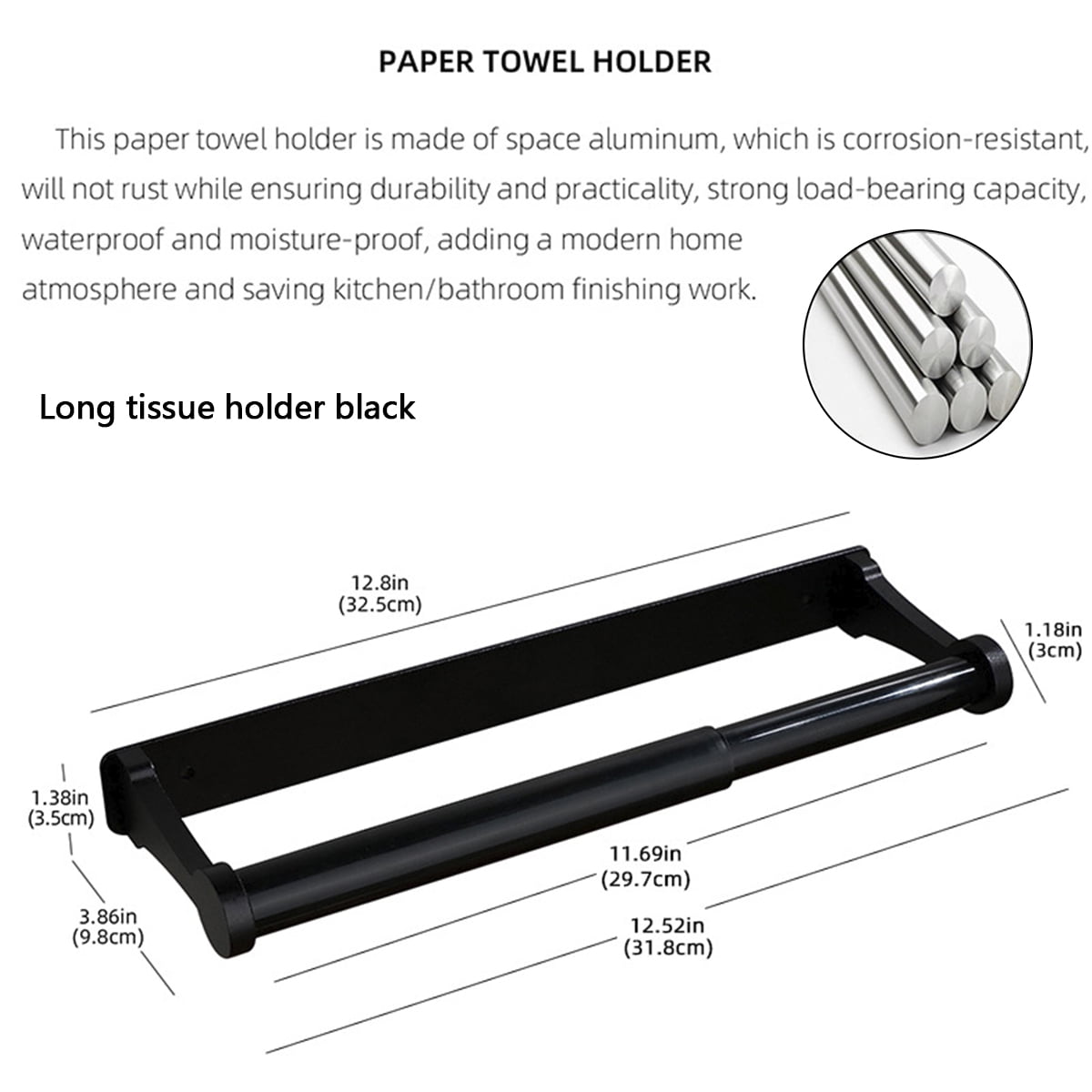 Wekvgz Paper Towel Holder Under Cabinet Wall Mount Stainless Steel Tissue Paper Roll Holder Heavy Duty Paper Roll Hanger Adhesive or Drilling Paper Towel Rack Durable Toilet Roll Holder for Bathroom
