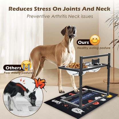 𝐗-𝐋𝐚𝐫𝐠𝐞 Elevated Dog Bowls for Extra Large Dogs with Mat,Raised Dog Bowl Stand for Large Breed Adjusable Height Dog Feeder with Two 3L(𝟏𝟑𝐂𝐔𝐏𝐒) Stainless Steel Dog Food Bowls