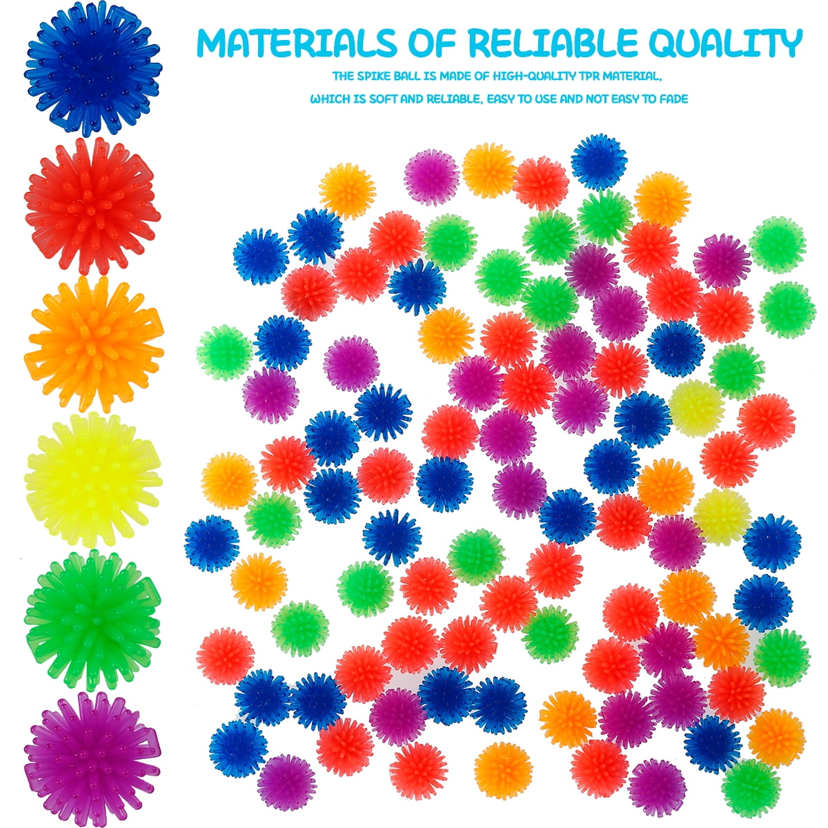 Wekvgz Spiky Hedge Balls Multi-color Soft Sensory Balls, Stress Relief Calming Sensory Fidget Toys (100 Pcs)