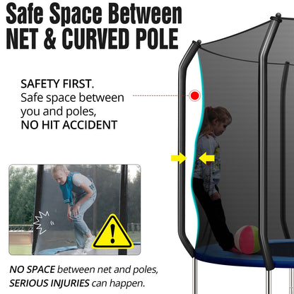 TRIPLE TREE 10 FT Trampoline with Safe Enclosure Net, 660 lbs Capacity for 3 Kids, Outdoor Fitness Trampoline with Waterproof Jump Mat Ladder for Indoor Park Kindergarten Toddler Trampolines