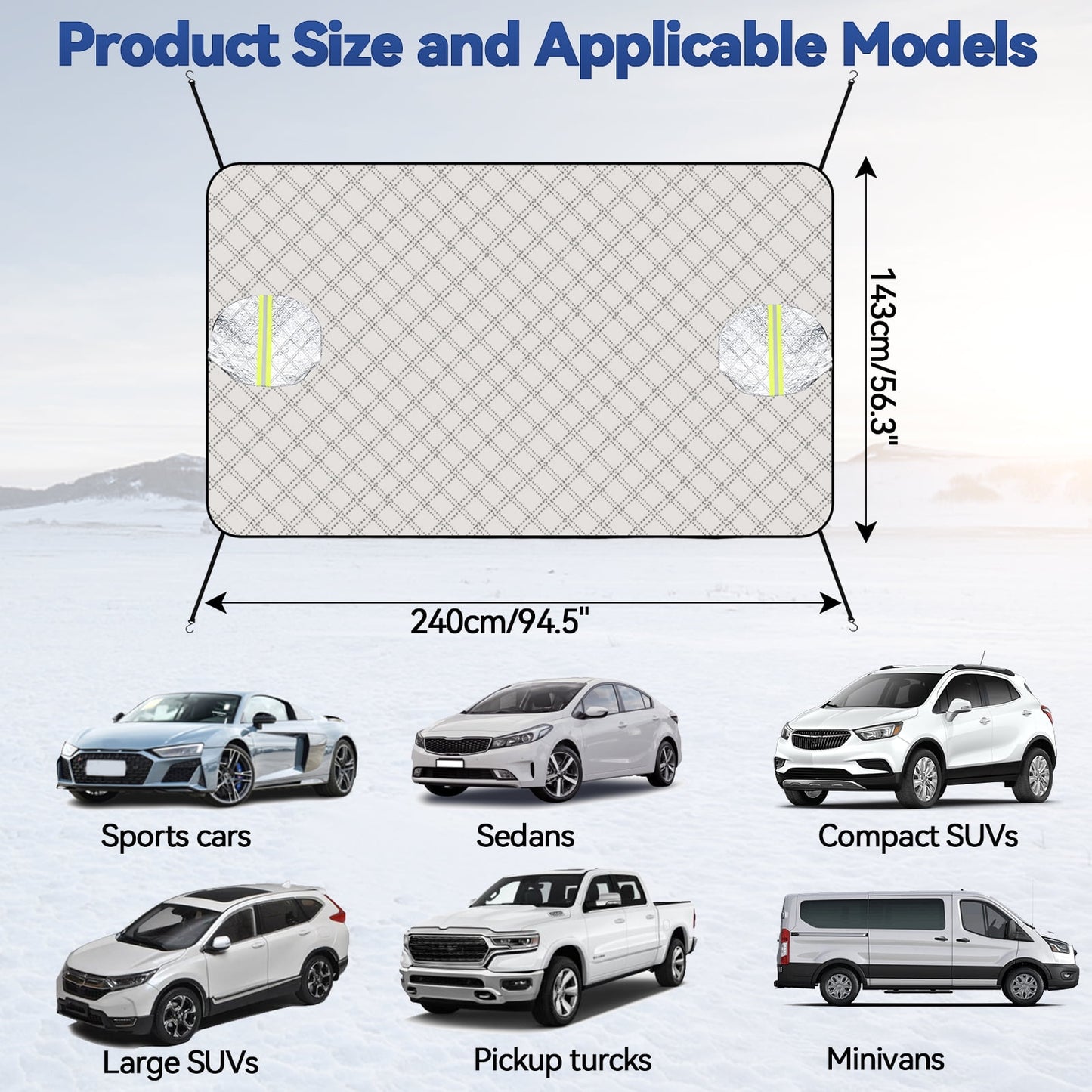 XUKEY Thick Car Windshield Sun Shade Windshield Cover Universal Snow Ice Rain Protector