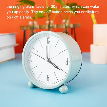 Tcwhniev Modern Silent Sweep Alarm Clocks Bedside Non Ticking Battery Powered with Night Light Table Clocks Simply Travel Desk for Bedroom Office (Green)