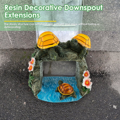 Turtle Gutter Downspout Extension Decoration Resin Solar Downspout Extension Statue Weatherproof Decorative Gutter Downspout Splash Block with Light for Garden Yard Patio