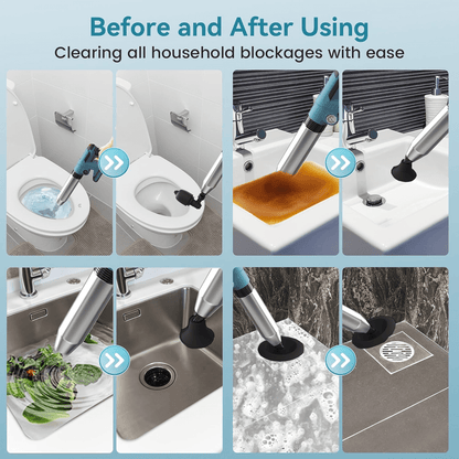 JMDLWZ Electric Toilet Plunger Clog Remover: 1 Batteries Air Plunger, Heavy Duty Plungers for Plumber, Homeowner, High Pressure Power Unclogger for Clogged Toilet, Drain, Sink, Bathroom, BLUE