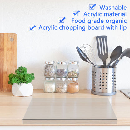 Acrylic Cutting Board Transparent Cutting Board with Lip Edge 40x45cm Reusable Cutting Board Rectangle Chopping Board Clear Countertop Protector Board for Kitchen Countertop