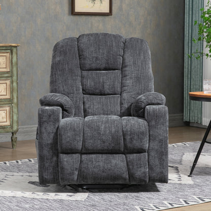 Large Overstuffed Wide Power Lift Recliner Chair with Massage and Heat for Elderly, Recliner with USB and Type C Ports for Bedroom, Grey