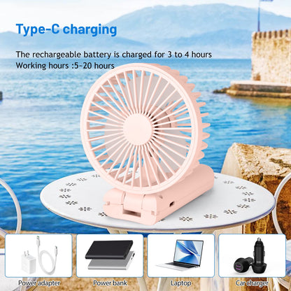 Bilivry Handheld Fan with Lanyard Base ,Type-C, for Girls Women Kids, Travel, Outdoor Indoor Office