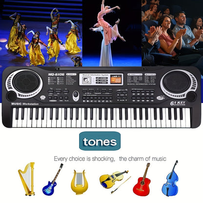 AIMEDYOU 61 Key Digital Music Piano Keyboard for Kids,Portable Electronic Musical Instrument,Multi-function Keyboard with Microphone Gifts for Boys and Girls
