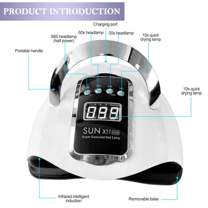 UV LED Nail Lamp, 280W UV Light for Nails, UV Lamp for Gel Nails, UV Nail Dryer LED Light for Gel Polish with 4 Timer Setting, Professional Nail Art Tools with Automatic Sensor