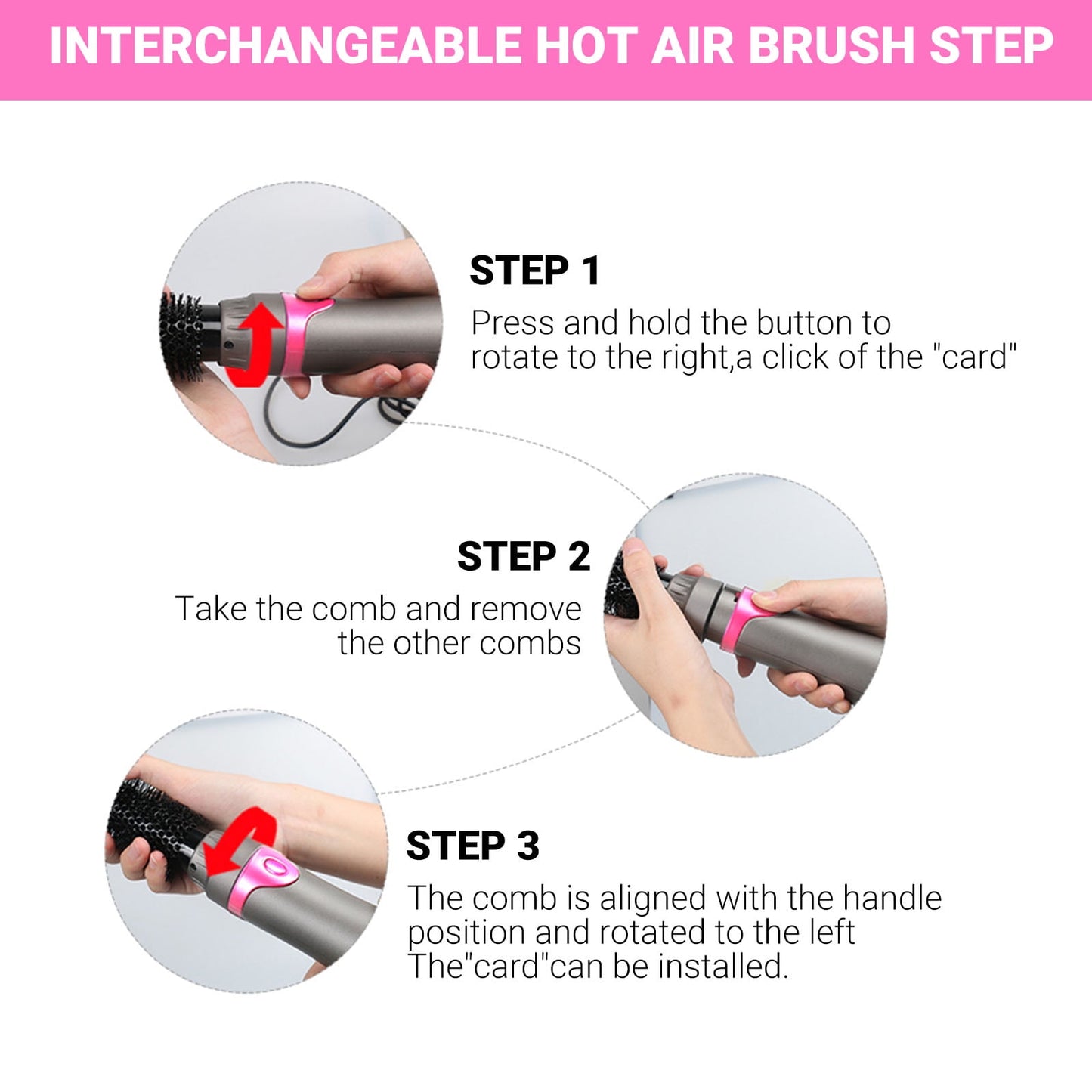 OCTMOM Hair Dryer Brush, 5 in 1 Negative Ionic Hot Air Brush for Curling Straightening Drying, Blow Dryer for Hair Styling, Gray