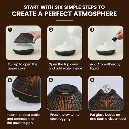 Toorise Aromatherapy Machine Volcano Diffuser Simulated Flame Seven Color Crack Flame Essential Oil Diffusers 160ml Capacity Flame Aroma Diffuser Quiet Aromatherapy Diffuser Waterless Auto Off
