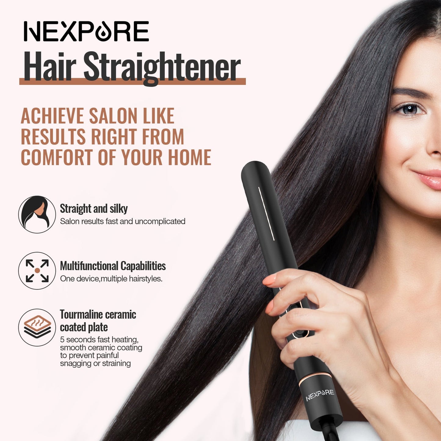 NEXPURE Professional 1" Flat Iron 2 in 1 Hair Straightener & Curling Iron Salon Styling Tool