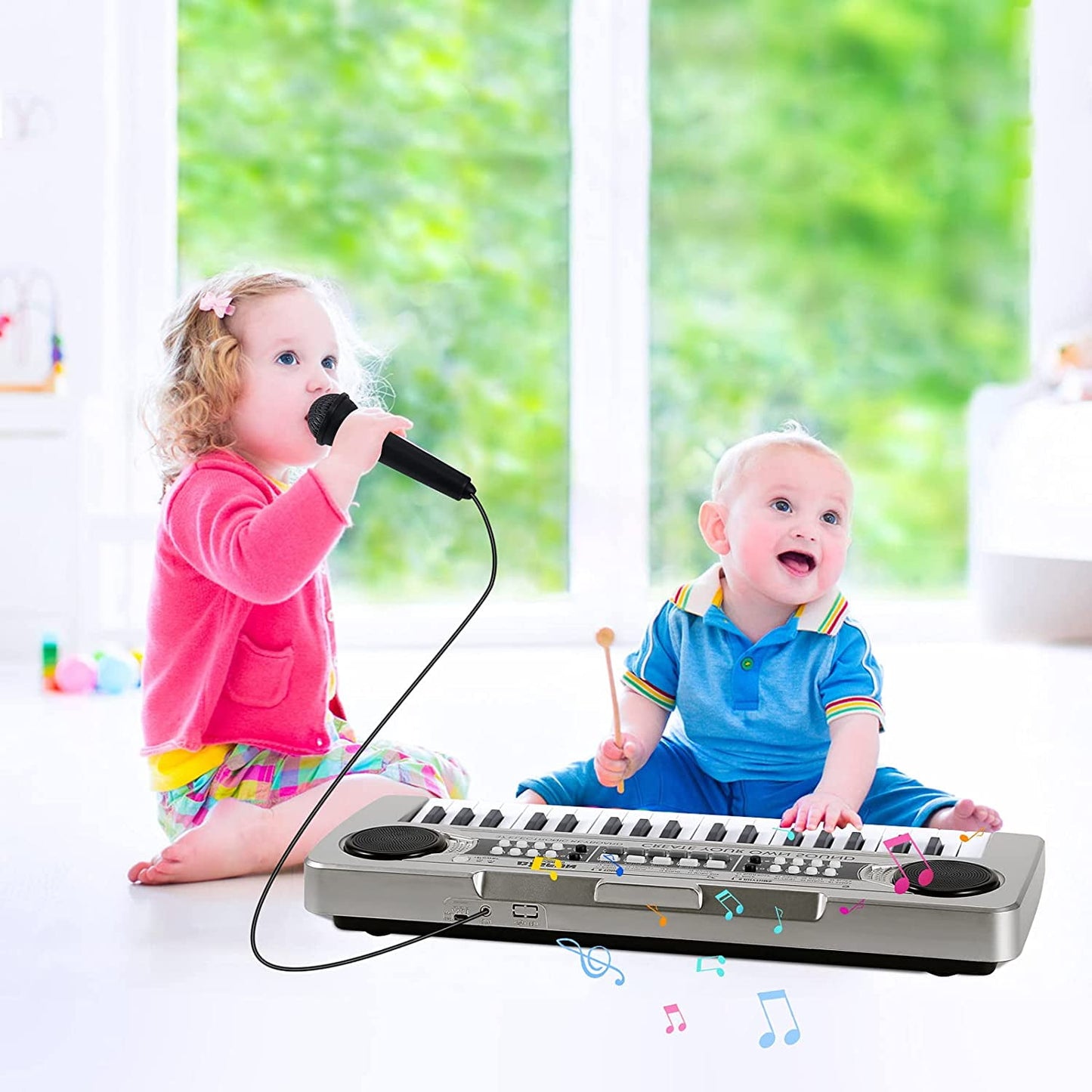XTeduToys Kids Keyboard Piano, 37 Keys Portable Piano Early Learning Educational Electronic Music Keyboard Instrument Toys for 3 4 5 6 7 8 Year Old Boys and Girls (Silver)