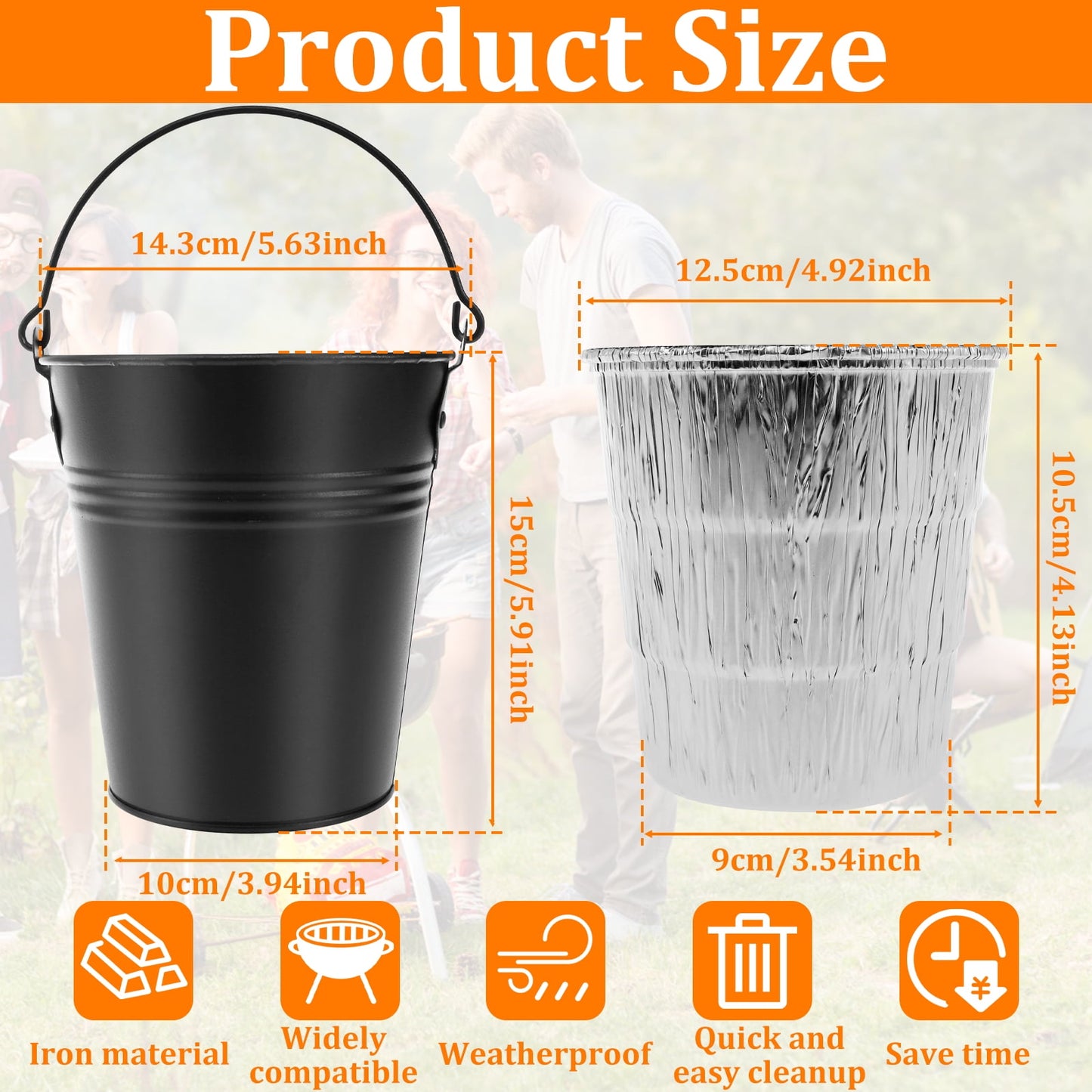 Jetcloudlive Drip Bucket and 15-Pack Disposable Foil Liners for Oklahoma Joe's,Traeger,Pit-Boss,Z Grill,Camp Chef,Grill Grease Bucket Fits Most Offset Smokers