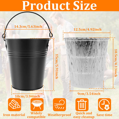 Jetcloudlive Drip Bucket and 15-Pack Disposable Foil Liners for Oklahoma Joe's,Traeger,Pit-Boss,Z Grill,Camp Chef,Grill Grease Bucket Fits Most Offset Smokers