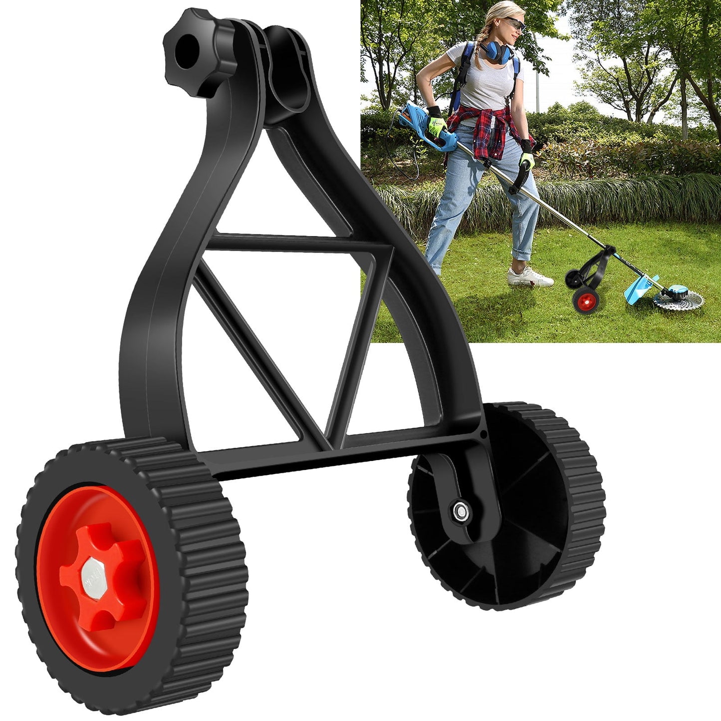 FUYGRCJ Weed Trimmer Support Wheel Adjustable Lawn Mower Auxiliary Wheels User-Friendly Weed Trimmer Wheel 26mm-28mm Portable Reusable String Trimmer Wheel for Weed Trimmer Grass Cutter Trimmer