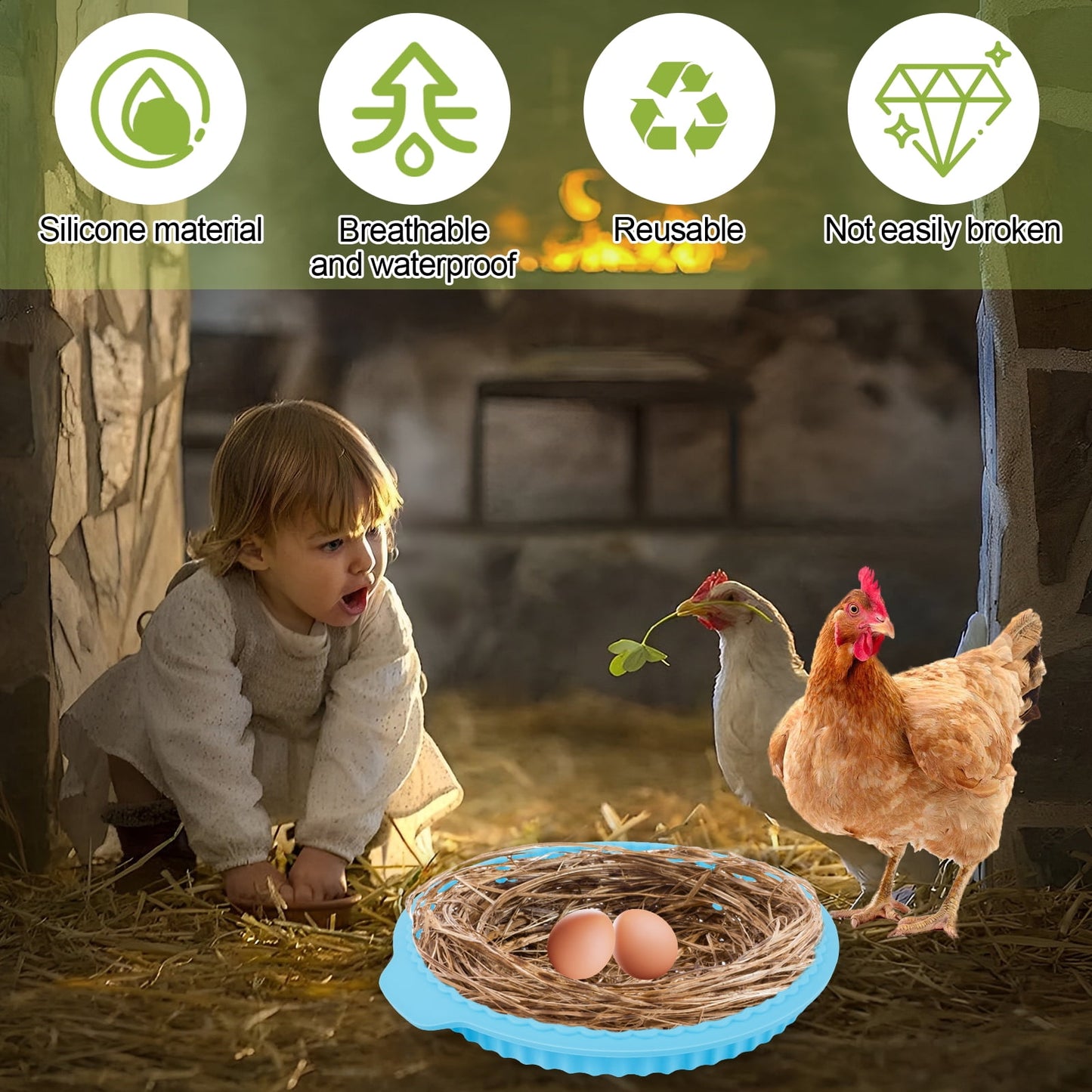 Jetcloudlive 4Pcs Chicken Nesting Box Pads Washable Chicken Coop Mat Chicken Nesting Pads Breathable Chicken Nest Pads Waterproof Chicken Nesting Box Liners for Chickens