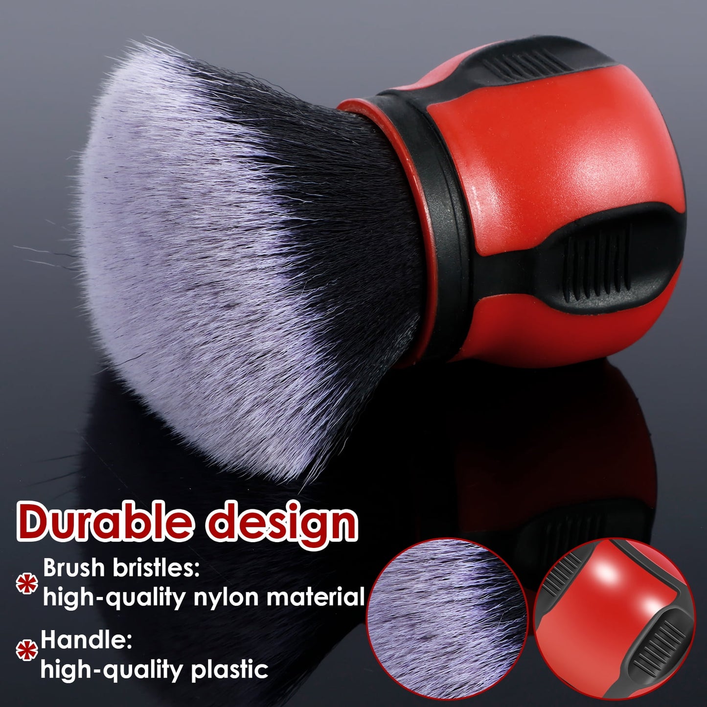 Txkrhwa Car Detailing Brush, Ultra Soft Bristles Brush, Auto Interior Dusting Brush with Storage Rack, Car XL Curveball Synthetic Brush Cleaning Tool, Covers Large Area Inside or Outside Vehicles