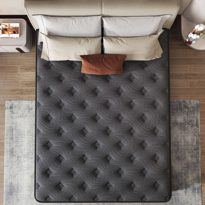 Zekbip 14 inch King Hybrid Mattress in a Box, Gel Memory Foam with Individually Wrapped Pocket Coils, Medium Firm, Pressure Relief, Cooling Sleep Support for Adult