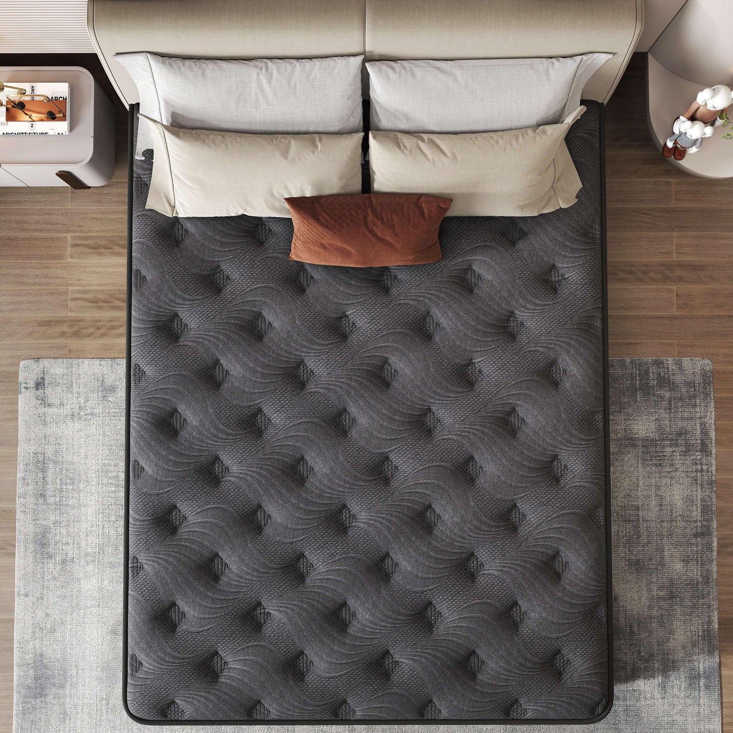 Zekbip 12 inch Queen Hybrid Mattress in a Box, Gel Memory Foam with Individually Wrapped Pocket Coils, Medium Firm, Pressure Relief, Cooling Sleep Support for Adult