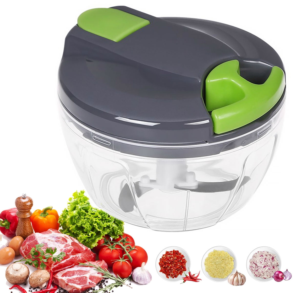 Hvxrjkn 520ml Manual Food Chopper Hand Pull String Vegetable Cutter Onions Garlic Chopper Portable Food Mincer for Garlic Ginger Fruits Herbs Nuts Durable Kitchen Food Processor