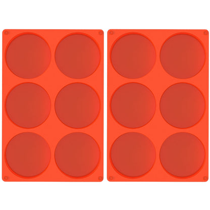 Jetcloudlive 2 Pcs Silicone Muffin Top Pans for Baking,Large Silicone Molds for Baking,6-Cavity Round Silicone Baking Mold for Egg Cloud Bread Bun English Muffins Sandwiches Bakeware Mold