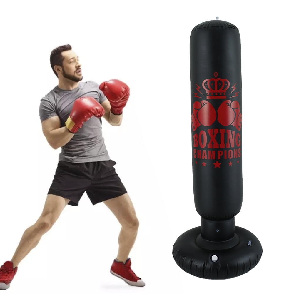 Nyidpsz Punching Bag Inflatable Boxing Bag Adults Free Standing Pvc Punching Bag for Exercise, Black