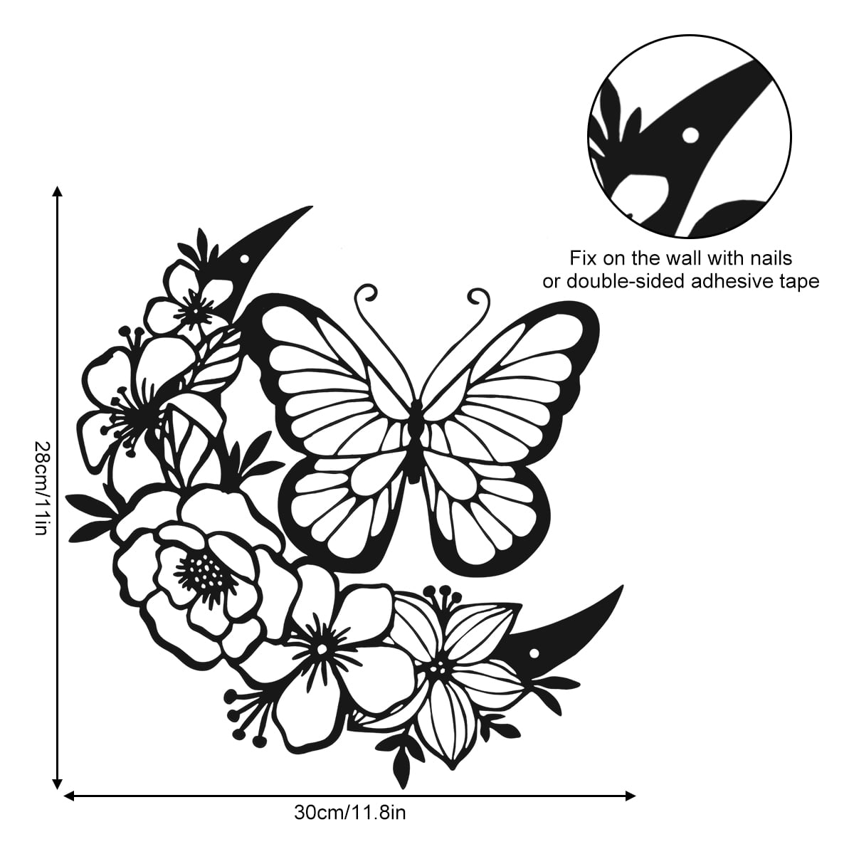 Wekvgz Metal Butterfly Wall Art Flower Wing Metal Wall Décor Modern Floral Butterfly Metal Sculpture Rust-Proof Butterfly Flower Silhouette Decoration for Room Kitchen Office Decor