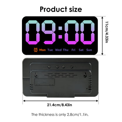 EUWBSSR Large Digital Wall Clock 8.5 In Large Display LED Alarm Clock with Date Week Temperature Dual Alarm 3 Levels Brightness Adjustable Wall Clock,Pink