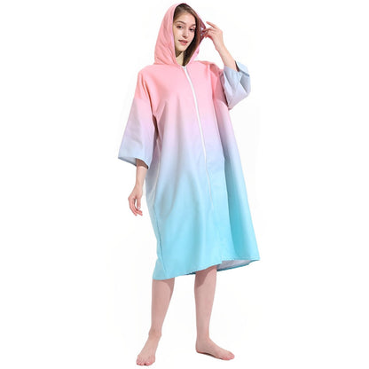 Qenwkxz Microfiber Surf Poncho Changing Robe Quick Dry Wetsuit Changing Towel with Hood for Men Women Surfing