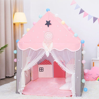 Tcwhniev Indoor/Outdoor Fairy Princess Castle Tent,Pink Kids Tent Large Princess Castle Playhouse,Tents for Kid,Princess Castle Pink Play Tent House(51.2 x 39.4 x 47.2in)