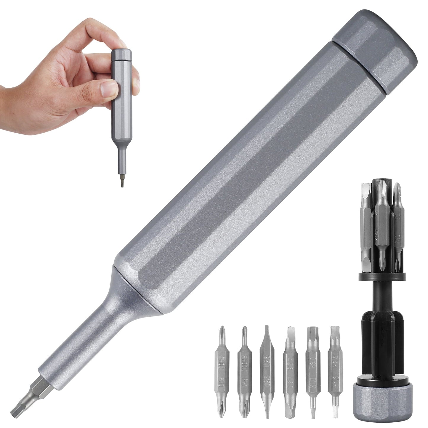 Txkrhwa 27-in-1 Precision Screwdriver Bits Set, Mini Screwdriver Set with 26 pcs Tough S2 Alloy Steel Bits, Manual Pen Shape Small Screwdriver, Phillips, Slotted, Square, Combo, Torx
