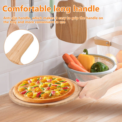 Txkrhwa 12 inches Round Pizza Cutting Board Cheese Paddle Board Round Serving Board Tray Bread and Crackers Platter with Handle for Serving and Food Prepare