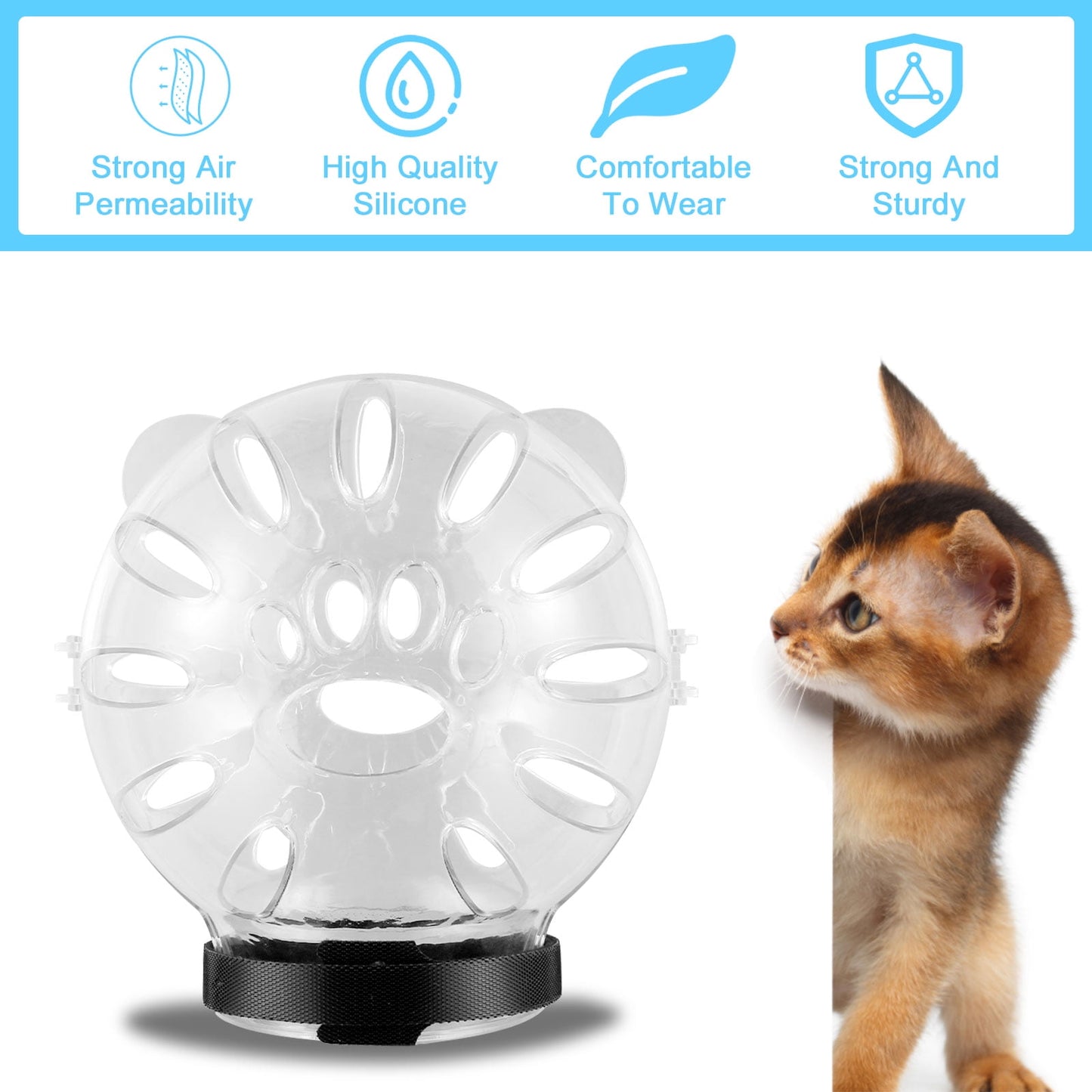 Cat Muzzle and Boots Anti Bite Cat Breathable Hood Anti-Licking Clear Cat Helmet with Paw Cover Reusable Pet Space Hood Portable Cat Astronaut Helmet Anti-Scratch Paw Shoes for Bath Beauty Grooming