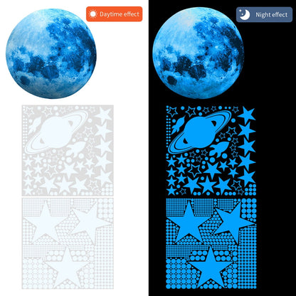 EUWBSSR 947pcs Glow In The Dark Stars,Glowing In The Dark Moon Planet Spaceship Wall Decals, Adhesive Glowing Stars Wall Stickers for Kids Nursery Kindergarten Bedroom