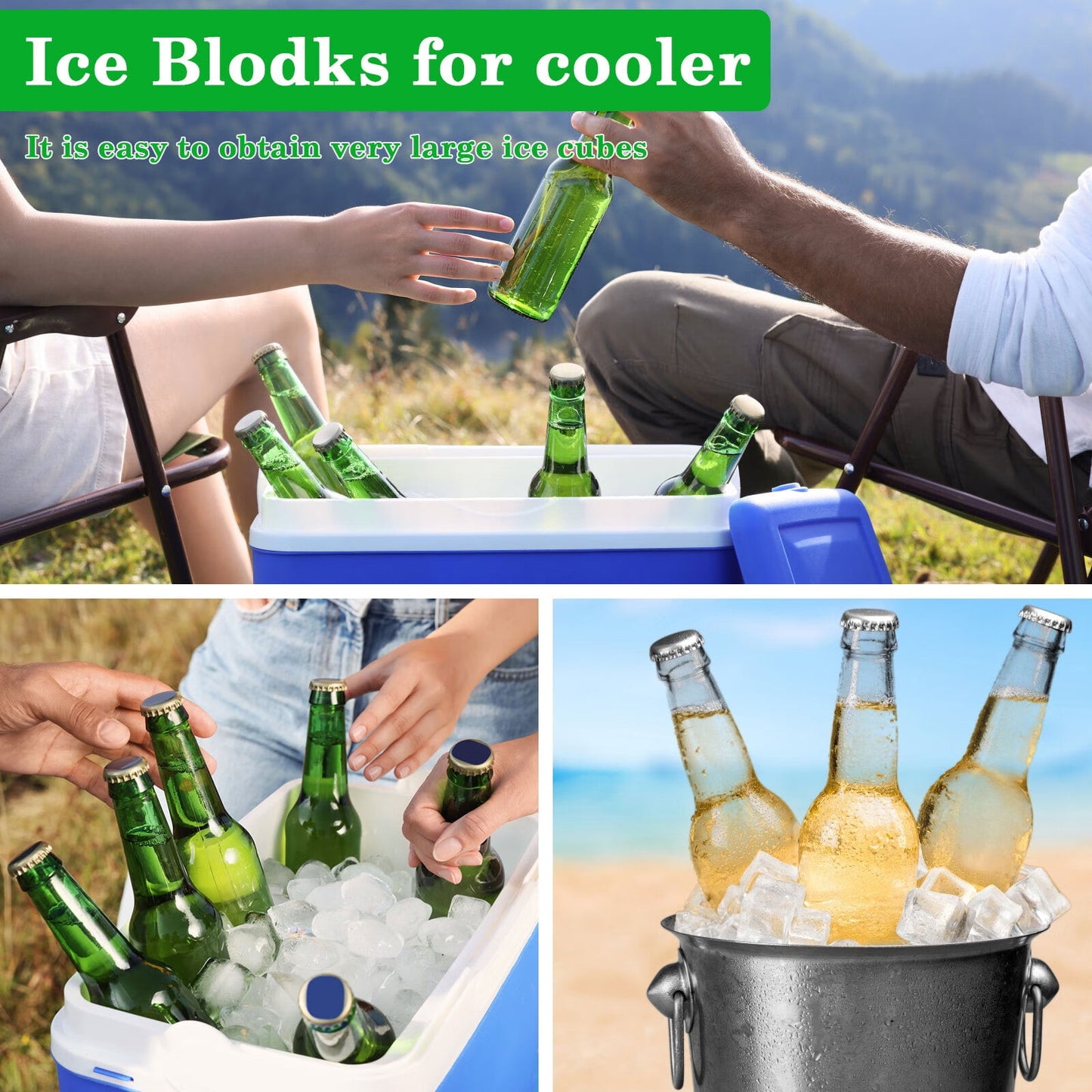 Qenwkxz 3Pcs Extra Large Ice Mold Silicone Large Ice Block Mold 10×5.1×2.8 Inch Ice Cube Maker Reusable Large Ice Cube Tray Dishwasher Safe Ice Cube Maker Container Durable Ice Bath Chiller for Home