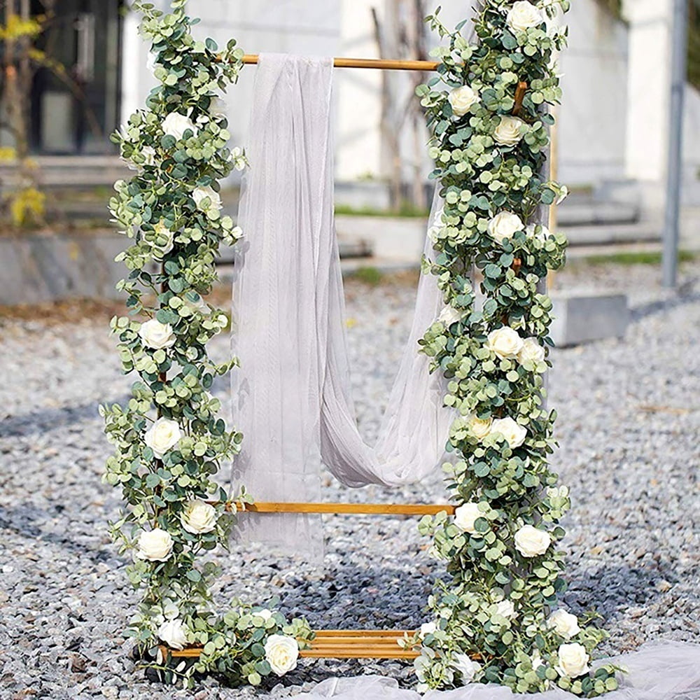 Tcwhniev Artificial Eucalyptus Garland Hanging Rattan Wedding Greenery Home Decor Table Centerpieces Party Decorations Hotel or Cafe Decor(MilkWhite)