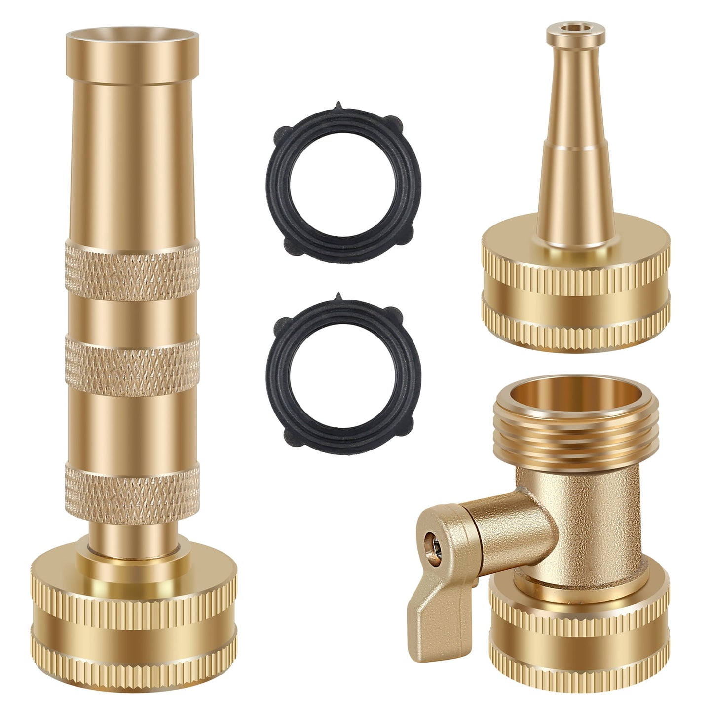 Txkrhwa High Pressure 3/4inch Hose Nozzle, Solid Brass Twist Garden Hose Nozzle Hose, Jet Nozzle Safe Water Hose Sprayer Nozzle with On-Off Valve for Garden Hose