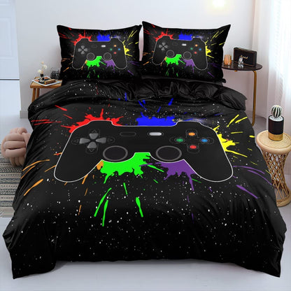 Gamer Duvet Cover Set Twin Size for Teen Boys Bedroom, 1 Duvet Cover + 1Pillowcases