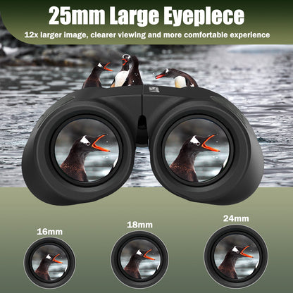 AUOSHI 12*25 Compact Binoculars for Adults and Kids Large Eyepiece Waterproof and Non-Slip Binoculars for Bird Watching Outdoor Sports, Sightseeing, Concerts, Hiking - BAK4 Prism FMC Lens