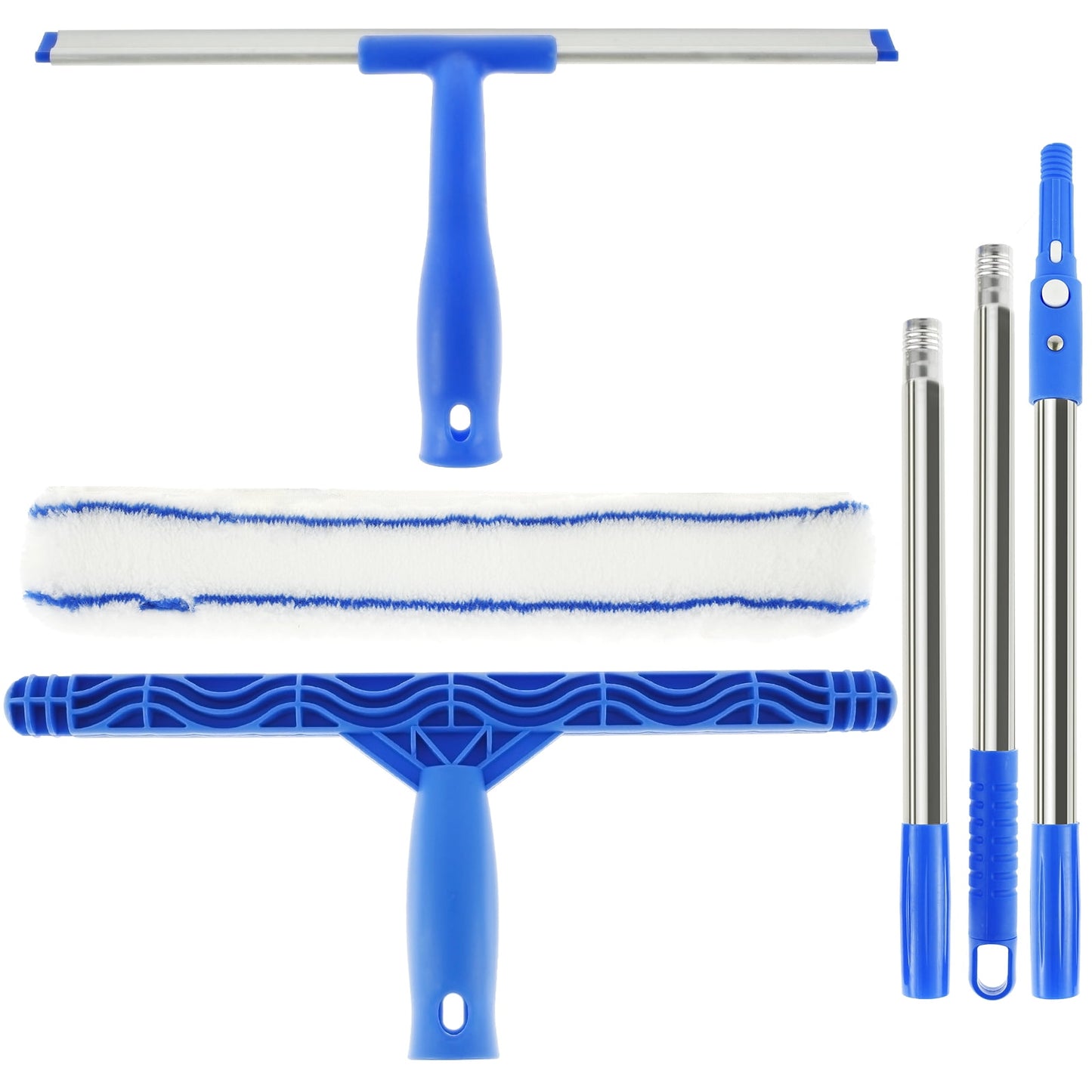 Txkrhwa 53 inch Silicon Window Cleaner Squeegee, Microfiber Window Glass Wiper, Window Scrubber Cleaning Tool with Extendable Stainless Steel Pole for Bathroom, Shower, Car, Glass