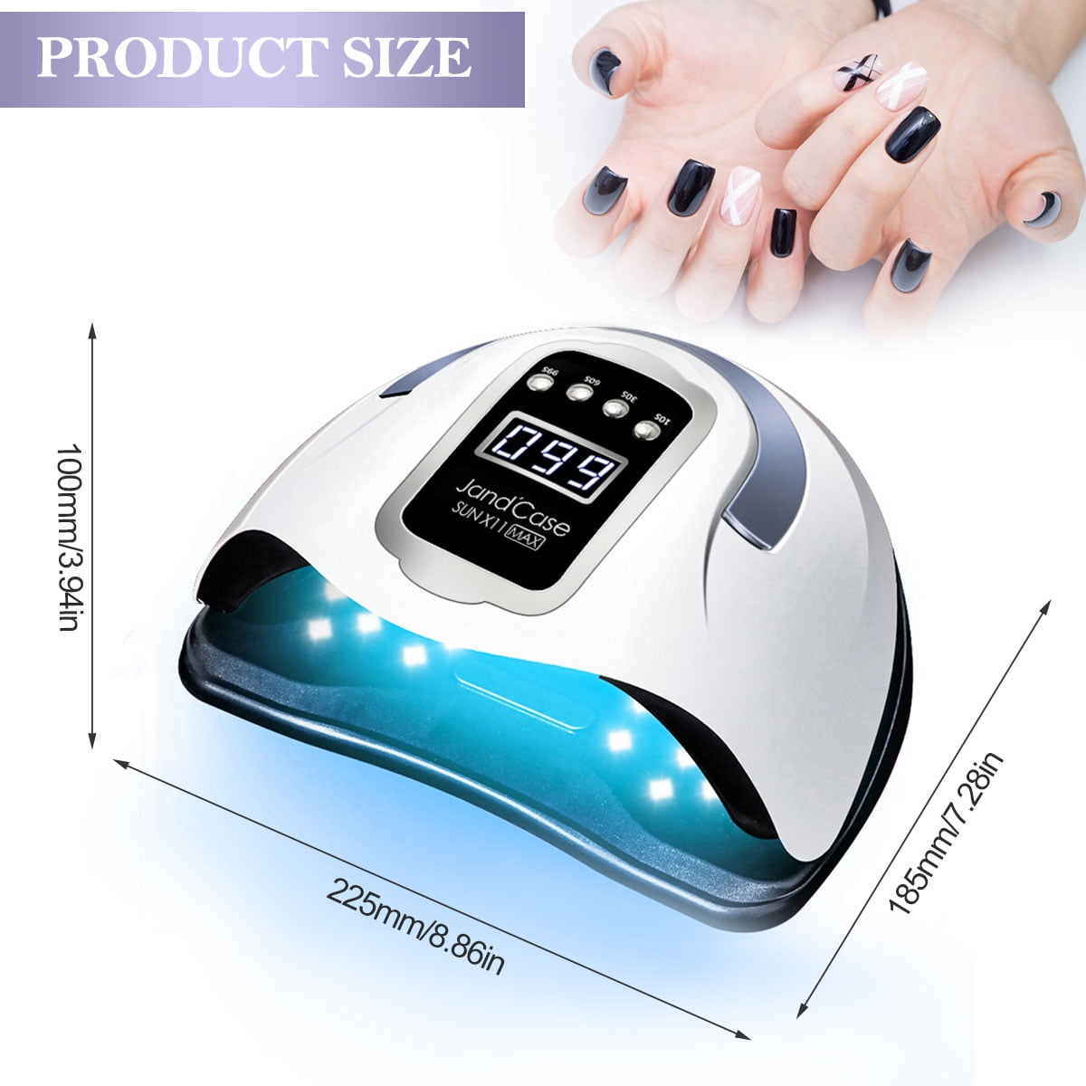 UV LED Nail Lamp, 280W UV Light for Nails, UV Lamp for Gel Nails, UV Nail Dryer LED Light for Gel Polish with 4 Timer Setting, Professional Nail Art Tools with Automatic Sensor