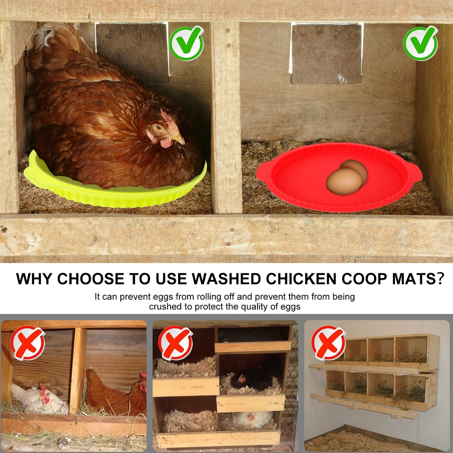 Jetcloudlive 4Pcs Chicken Nesting Box Pads Washable Chicken Coop Mat Chicken Nesting Pads Breathable Chicken Nest Pads Waterproof Chicken Nesting Box Liners for Chickens