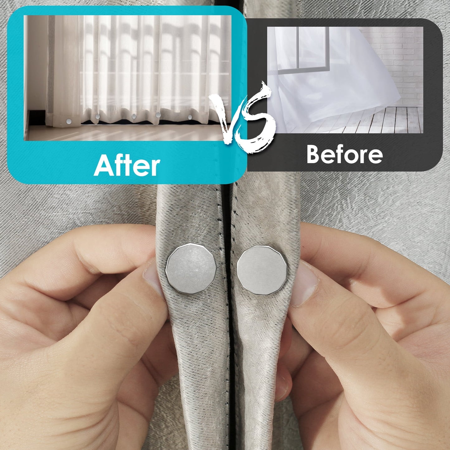Kyoffiie 20 Pairs Curtain Magnets Closure, Curtain Weights Magnets with Back Tack to Prevent Lights from Leaking for Home Bedroom Office Curtain Draperies