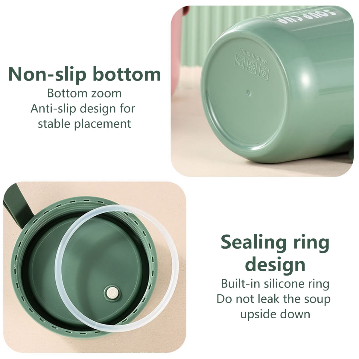 Vacuum-Insulated Food Jar with Spoon,16.2 Oz Food Thermos Hot Food Flasks Vacuum Insulated Lunch Thermos Leakproof Food Jar Portable Thermal Soup Bowl for Lunch Soup Kids School Travel Hot & Cold