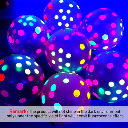 Toorise 90Pc Polka Dot Fluorescent Balloons 12 UV Neon Balloons Glow In the Dark for Birthday, Wedding, Neon Party, Decorations Supplies
