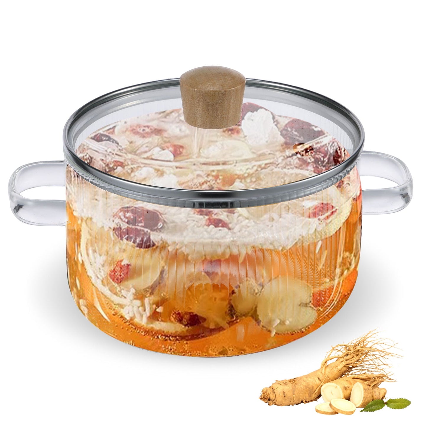 Ihvewuo Glass Cooking Pot with Lid 1.6L/54oz Heat Resistant Glass Saucepan with Double Handles Non-Stick Borosilicate Glass Stovetop Pot Safe Clear Cooking Pot for Soup Milk Sauce Pasta Noodle